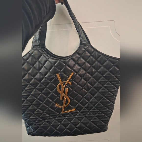Yves Saint Laurent Black Quilted Tote with Gold Logo - Copy - Picture 8 of 16